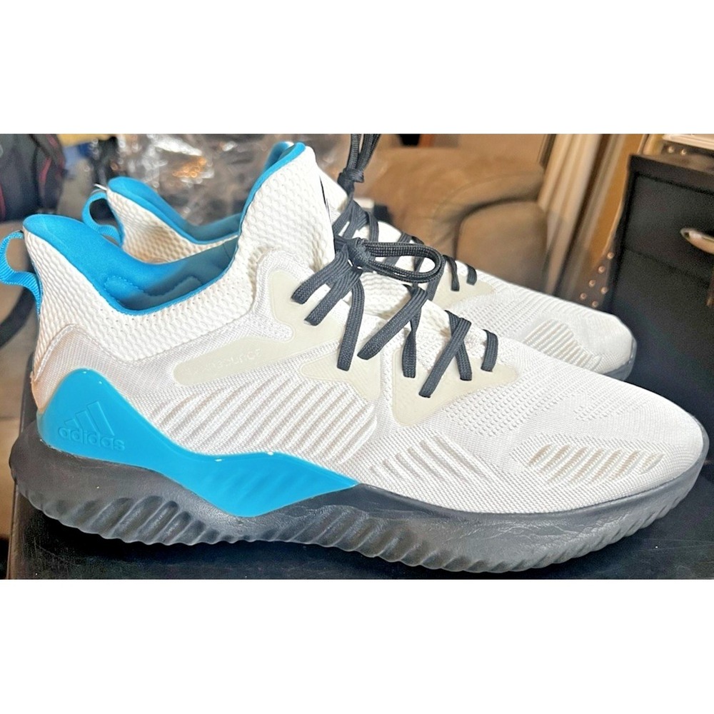 Adidas AlphaBOUNCE 1 Beyond White Mesh/Blue Running Sneakers Men's Size 12